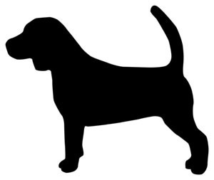 Beagle Silhouette, Aufkleber aus schwarzer Folie