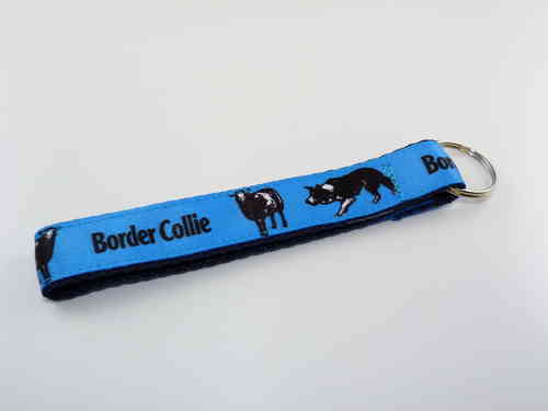 Border Collie Schlüsselanhänger 14cm lang, blau