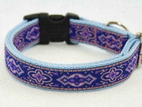 Halsband Orient 20mm, Motiv rosa-dunkel blau
