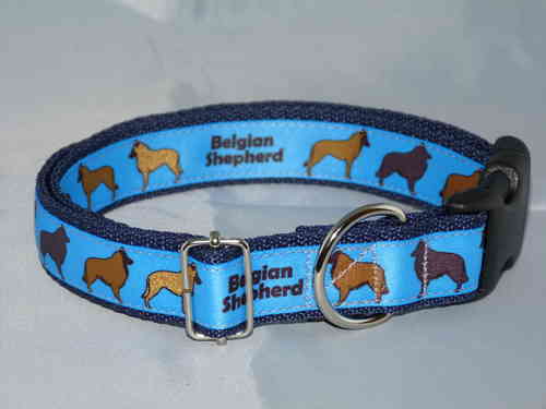 Belgian Shepherd Motiv blau Halsband 25mm breit