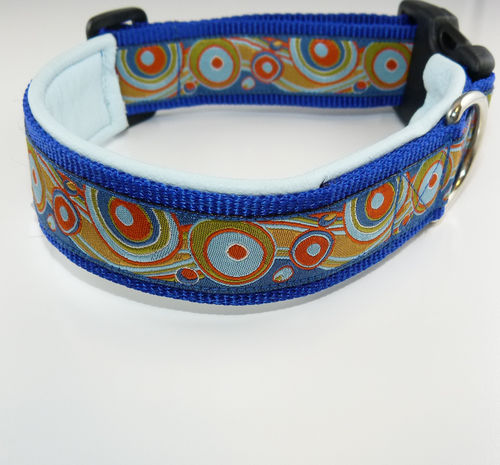 Halsband Kreise 30mm, Farbe: royal blau mit Leder gepolstert